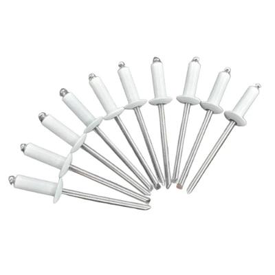 Rebite de Repuxo em Alumínio 3,2mm X 8,0mm Fixação Segura Branco Pacote 100 Unidades Nove54