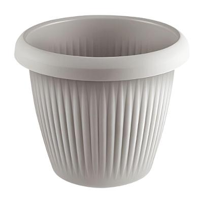 Vaso Redondo com Prato 19,6L de Plástico Cinza Usual Plastic Utilidades