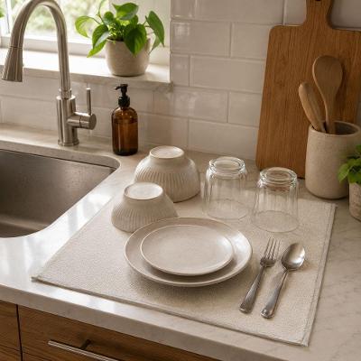 Tapete Escorredor Louça Microfibra Alta Absorção Cozinha Cinza 45x40CM Wolff