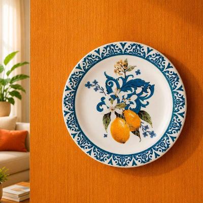 Pires Decorativo de Parede Siciliano em Cerâmica com Suporte Branco