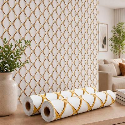 Kit 2 Rolos Adesivo Decorativo 3D Dourado 5mx45cm para Móveis e Parede