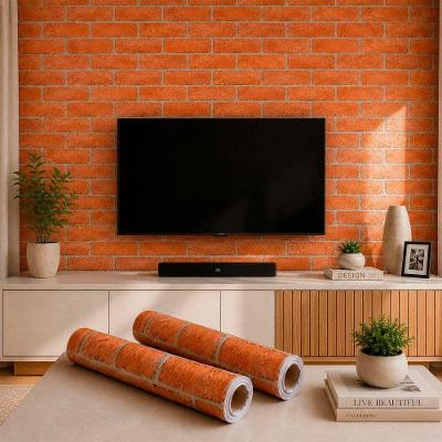 Kit 2 Rolos Adesivo Decorativo Tijolos 5mx45cm Impermeável Marrom