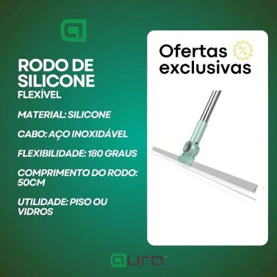 Rodo de Silicone Vassoura Mágica Uso Duplo Piso e Vidros com Gancho