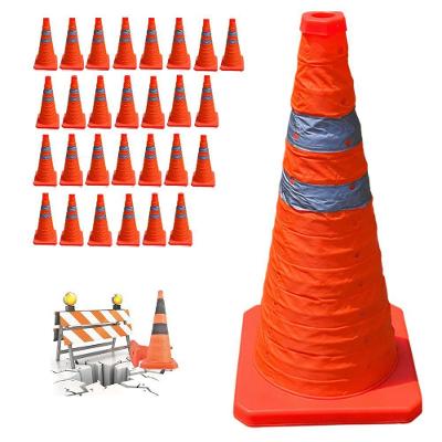 Kit 28 Cones Retráteis SU-CONE1-1 Refletivos Dobráveis 70CM Laranja Leva Pro Pet
