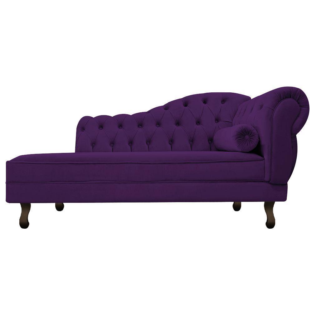 Diva Recamier Diana 140cm Lado Esquerdo Suede - Doce Sonho Móveis Roxo - 5