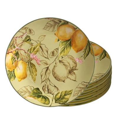 Jogo 10 Pratos Rasos Toscana Limão Verde 27cm Cerâmica Scalla