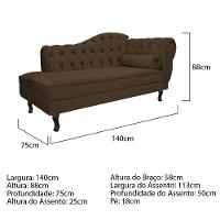 Diva Recamier Diana 140cm Lado Esquerdo Suede - Doce Sonho Móveis Marrom - 2