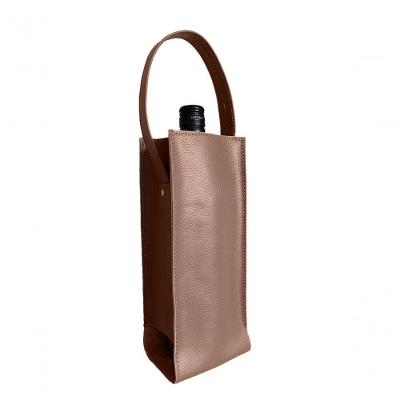 Porta Vinho Champagne Couro Legítimo Artesanal Personalizável Marrom Topgrife