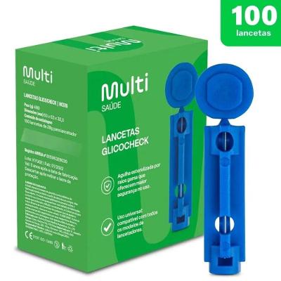 Lancetas Multisaúde Glicocheck HC516 Universal 28G 100 Unidades