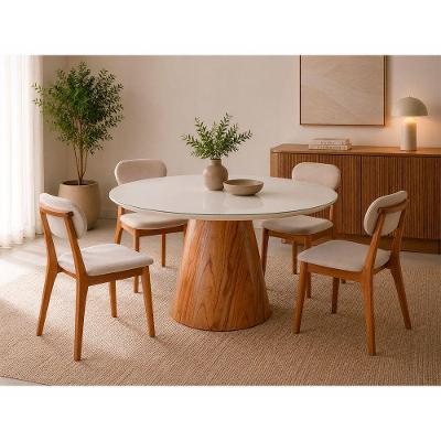 Conjunto Jantar Conne 4 Lugares MDF Off-White 120CM Móveis Mundial
