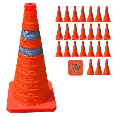 Kit 24 Cones de Sinalização Retrátil SU-CONE1-1 Dobrável Laranja Leva Pra Casa