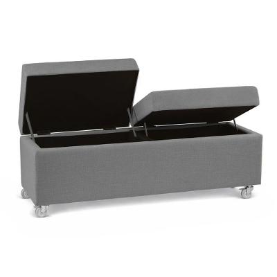 Recamier Madri 140CM com Rodinhas Linho Madeira Cinza Inova Decor