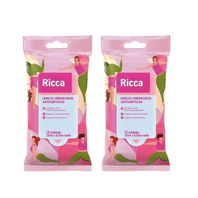Kit 2 Lenços Umedecidos Antissépticos Yoga 10 Unidades Ricca