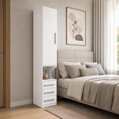 Guarda Roupa Modulado 1416 1 Porta Giratória 3 Gavetas MDP Branco Móveis Ilan