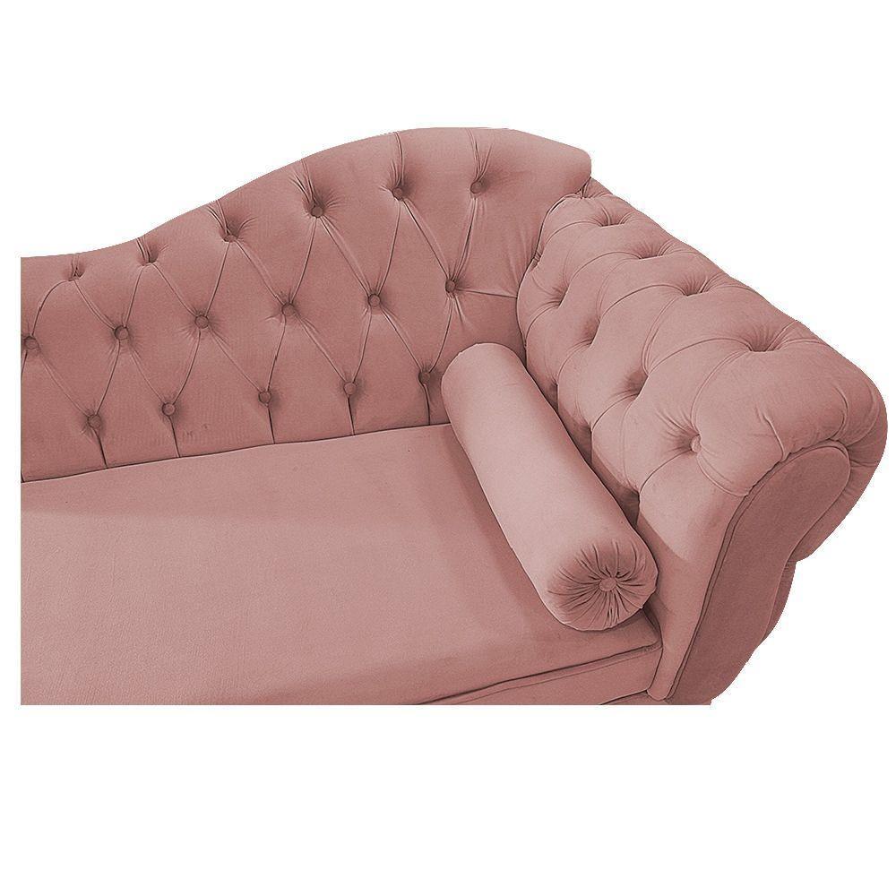 Diva Recamier Diana 140cm Lado Esquerdo Suede - Doce Sonho Móveis Rosê - 3