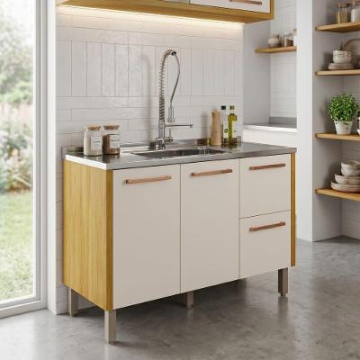 Balcão para Pia Dafne 2 Portas 2 Gavetões MDF 120CM Off White Mobilihouse