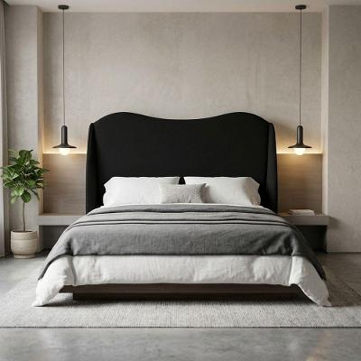 Cabeceira Persa Casal 140cm no Box Madeira Maciça Suede Cinza Divani