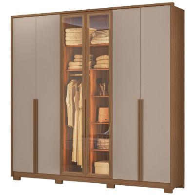 Guarda Roupa Casal Atacama 6 Portas 4 Gavetas MDP Carvalho Fendi Moval Móveis