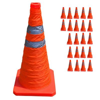 Kit 22 Cones de Sinalização Retrátil Dobrável 70cm Refletivo Laranja Leva Pra Casa