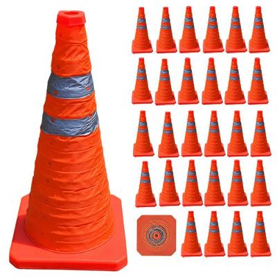 Kit 28 Cones de Sinalização Retrátil 70cm Refletivo Laranja Leva Pra Casa