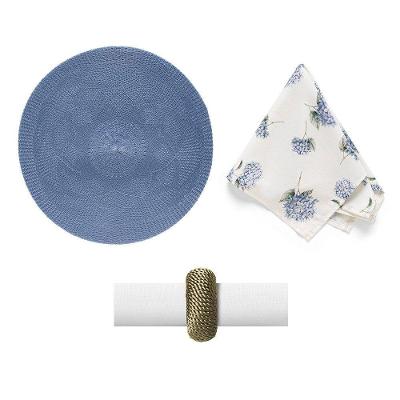 Kit de Mesa Posta Serenity Hortências 4 Lugares Jogo Americano Copa & Cia