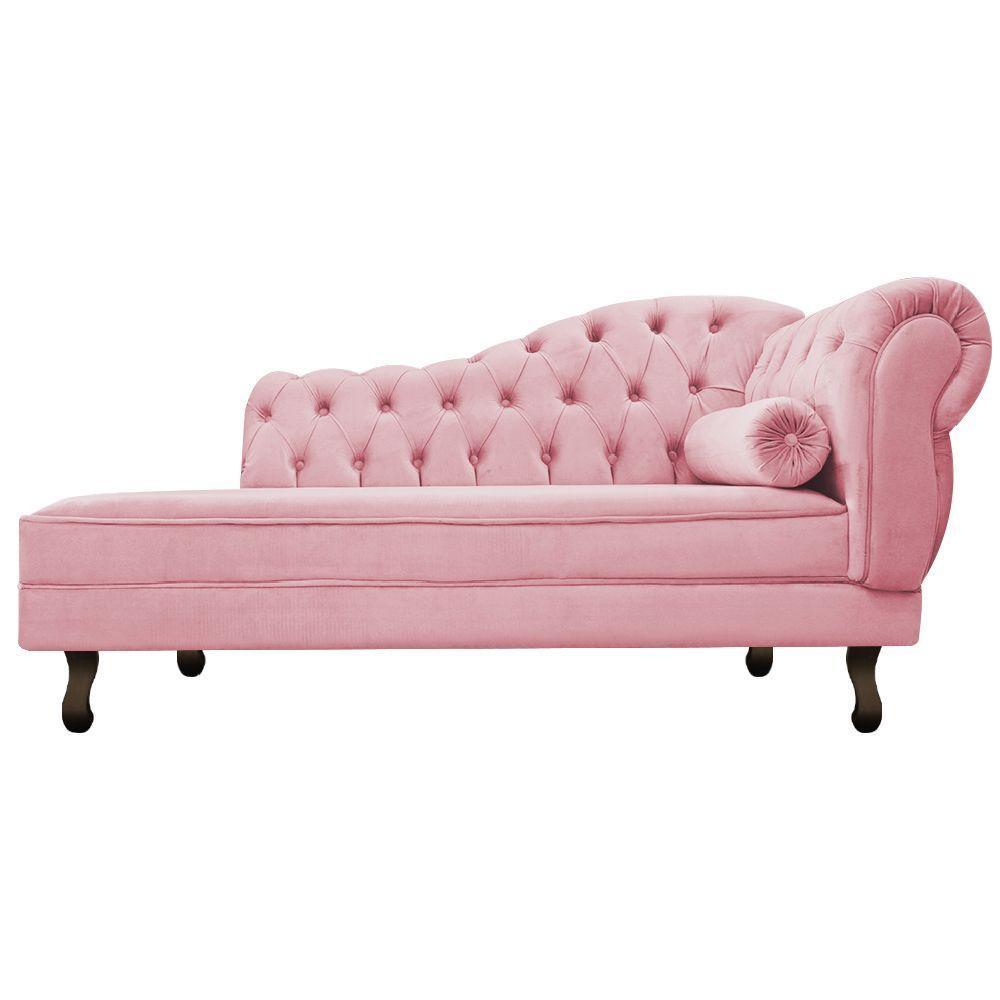 Diva Recamier Diana 140cm Lado Esquerdo Suede - Doce Sonho Móveis Rosa Bebê - 5