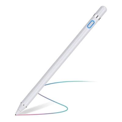 Caneta Stylus Ponta Fina 1,5MM para Ipad Alumínio Recarregável Branco