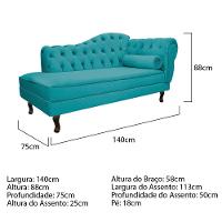 Diva Recamier Diana 140cm Lado Esquerdo Suede - Doce Sonho Móveis Azul Turquesa - 2