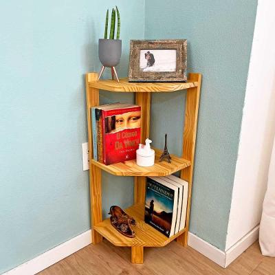 Estante de Canto Linea 3 Prateleiras Madeira Pinus 36,5cm Nozes