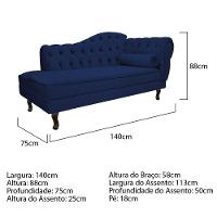 Diva Recamier Diana 140cm Lado Esquerdo Suede - Doce Sonho Móveis Azul Marinho - 2