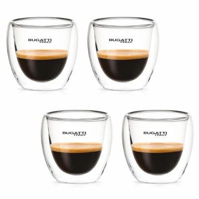 Copos Parede Dupla Café Chá Licor 80ML Vidro Borossilicato Transparente Bugatti
