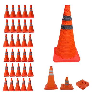 Kit 30 Cones de Sinalização Retrátil 70cm Faixas Refletivas Laranja Leva Pra Casa