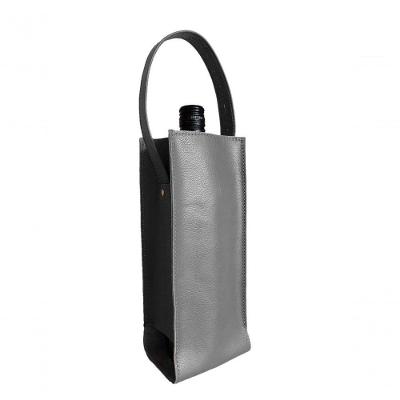 Porta Vinho Champagne Couro Legítimo Artesanal Personalizável Preto Topgrife