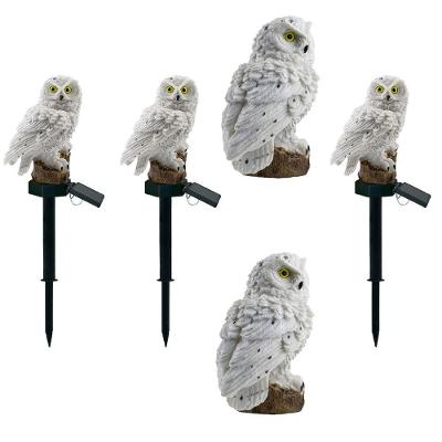 Kit 5 Corujas Luminária Solar LED IP65 com Estaca Jardim Branco Leva Pro Pet