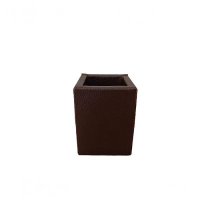 Porta Canetas Topgrife Couro Legítimo Personalizado 6x6x6cm Marrom