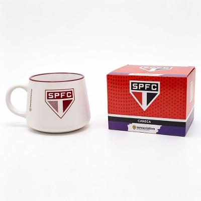 Caneca Moma São Paulo 500ML Cerâmica Relevo Tricolor Vermelha Zonacriativa