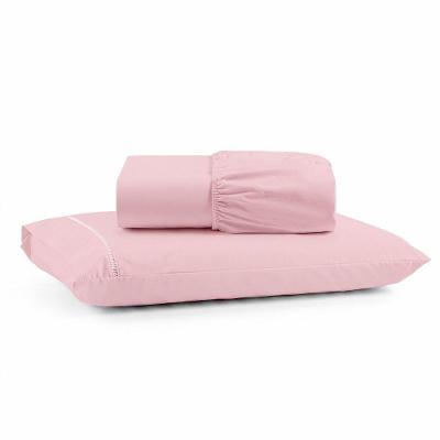 Jogo de Lençol Iris Solteiro 2 Peças Micropercal 600 Fios Ponto Palito Rosa