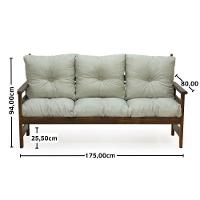 Conjunto Sofá Havaí 3 Lugares + 2 Poltronas De Madeira Com Almofadas Confortáveis - Bege - 5