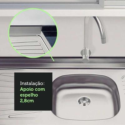 Pia de Cozinha New Raggi 40 Inox com Cuba e Escorredor 120X52CM Tramontina