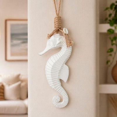 Pendente Decorativo Cavalo Marinho MDF 45cm Branco