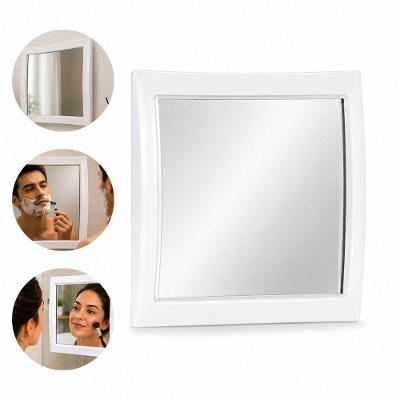 Espelho com Ventosa S-07 Quadrado 18CM Moldura para Banheiro Branco Yeet