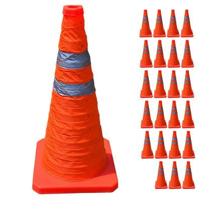 Kit 23 Cones de Sinalização Retrátil Dobrável 70cm Laranja Leva Pra Casa