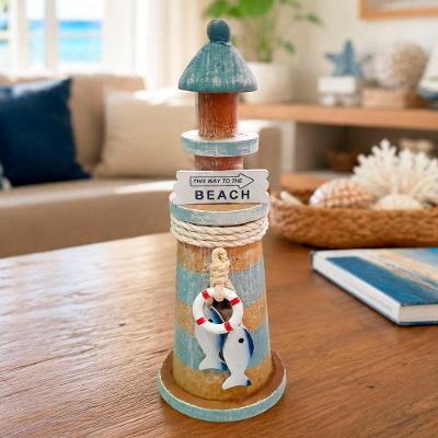 Farol Decorativo Marítimo Artesanal 22cm Azul