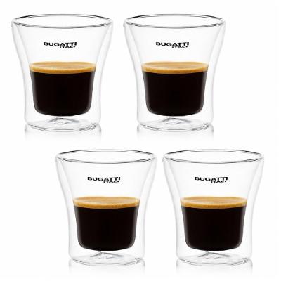 Copos Parede Dupla Vidro Borossilicato 100ML Café Chá Licor Transparente Bugatti
