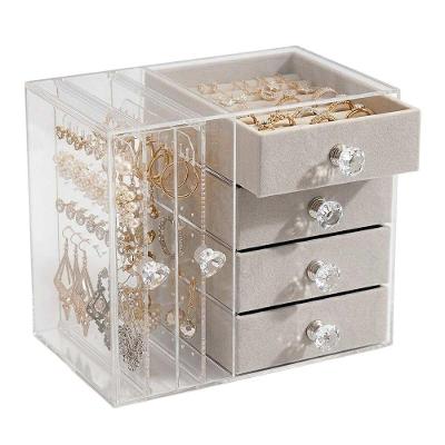 Porta Joias BSL3923 Organizador Acrílico 4 Gavetas Bijuterias Transparente