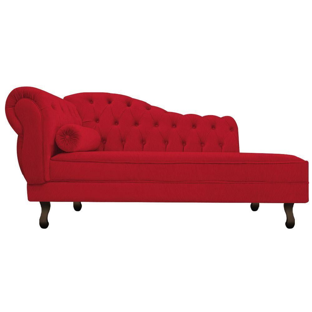 Diva Recamier Diana 140cm Lado Direito Suede - Doce Sonho Móveis Vermelho - 5