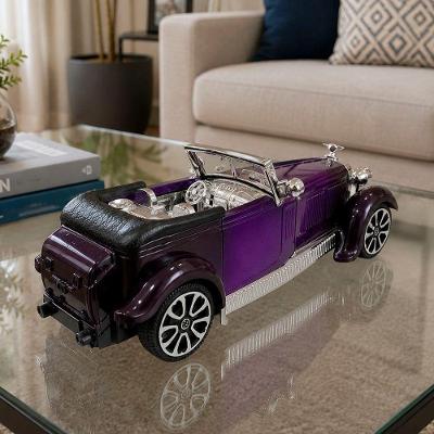 Carrinho Miniatura Clássico Antigo Colecionável Fricção Retrô Roxo