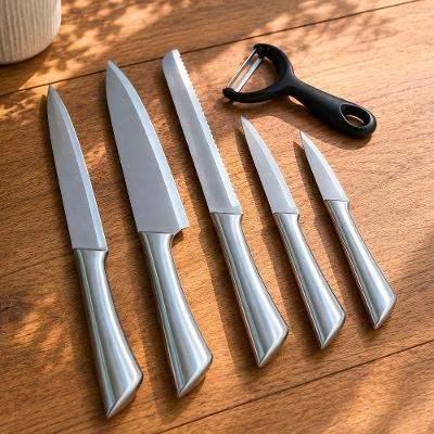 Conjunto de Facas Profissional Aço Inox com Descascador 6 Peças Prata