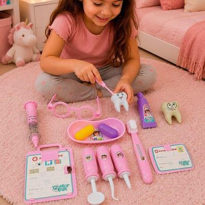 Brinquedo Dentista Infantil Médica Doutor Kit 14 Peças Rosa
