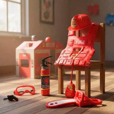 Kit Fantasia Infantil Bombeiro com Colete Extintor e Acessórios Vermelho